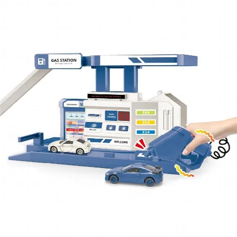 Die-Cast Mavi Benzin İstasyonu Seti