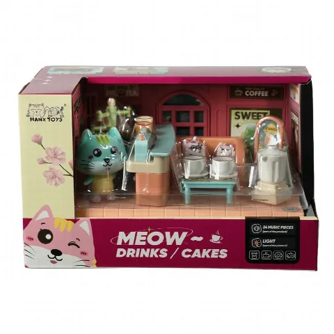 Sesli ve Işıklı Minyatür Kedi Cafesi