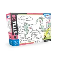 50 PARÇA - COLORING PUZZLE CUTE UNICORN (SEVİMLİ TEK BOYNUZLU AT)