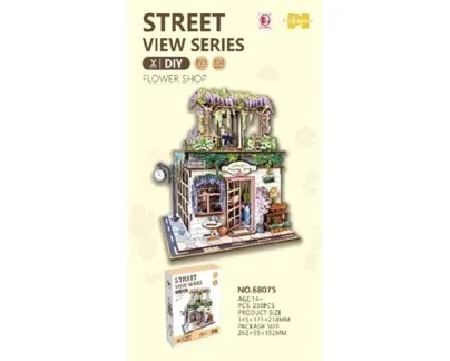 Rastplay Ahşap 3D Puzzle Sokak Manzarası - Çiçekçi Dükkanı