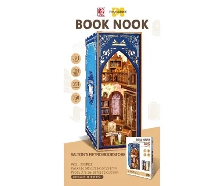 Rastplay Ahşap 3D Puzzle Kitap Arası Dekor (Book Nook) - Salton'd Retro Kitapçı