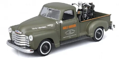 1/25 1950 Chevrolet 3100 Pickup + Harley Davidson 1/24 1936 EL Knucklehead