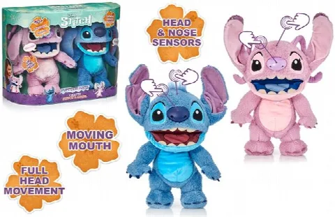 Disney Stitch & Angel Elektronik Kukla 2'li Paket 30 cm ( +50 Ses ve Aksiyon )